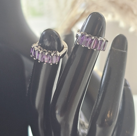 NWOT 925 Silver Amethyst Necklace & Earring Set - Picture 4 of 10